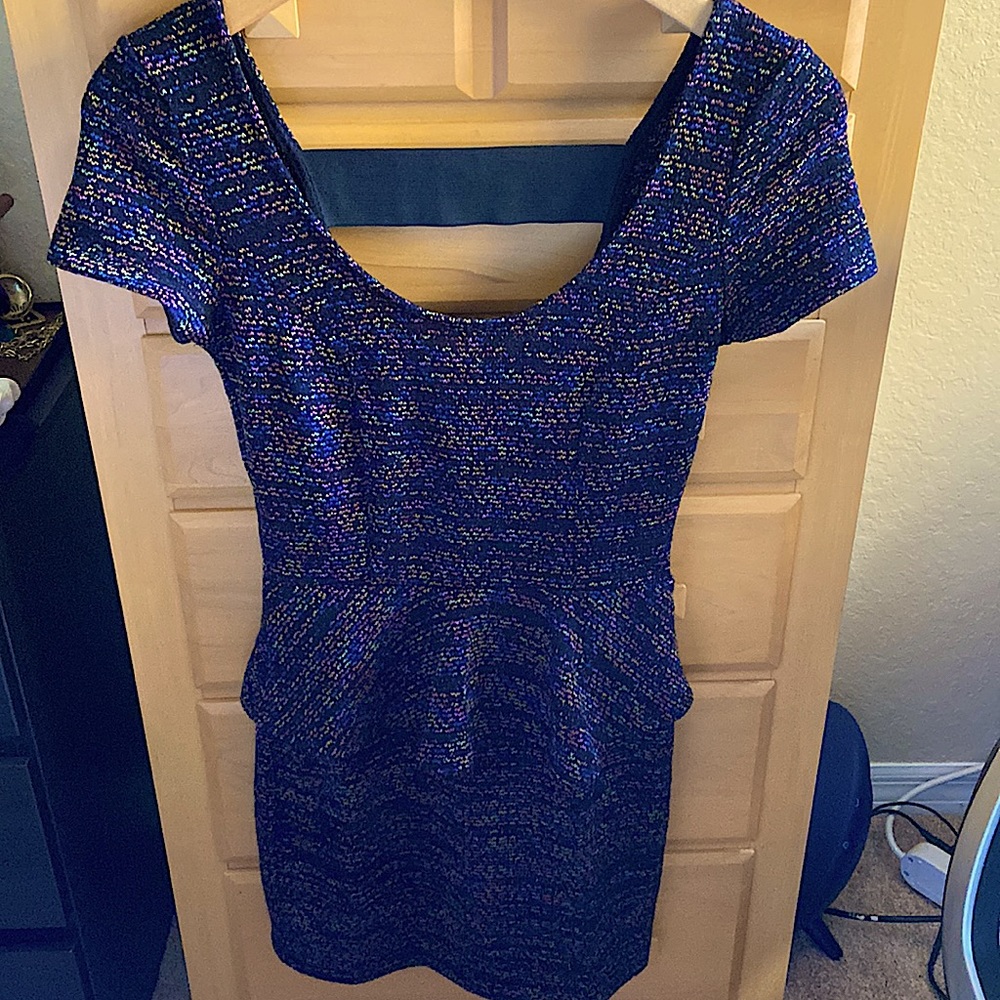 Tweed Backless Peplum Mini Dress